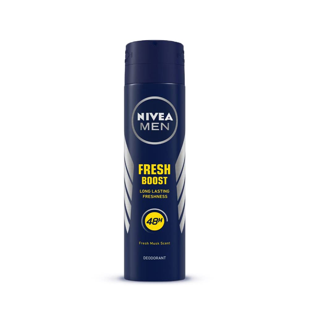 NIVEA Men Deodorant, Fresh Boost, 48h Long lasting Freshness with Fresh Musk Scent