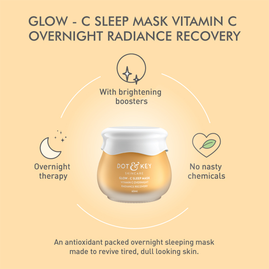 Dot & Key Vitamin C Gel Sleeping Mask For Glowing Skin, Reduces Dark Spots & Pigmentation - 60 ml