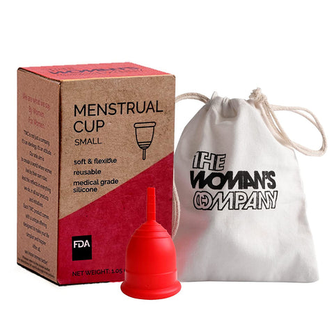 the woman's company reusable soft menstrual cup for women with pouch - small