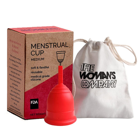 the woman's company reusable soft menstrual cup for women with pouch - medium