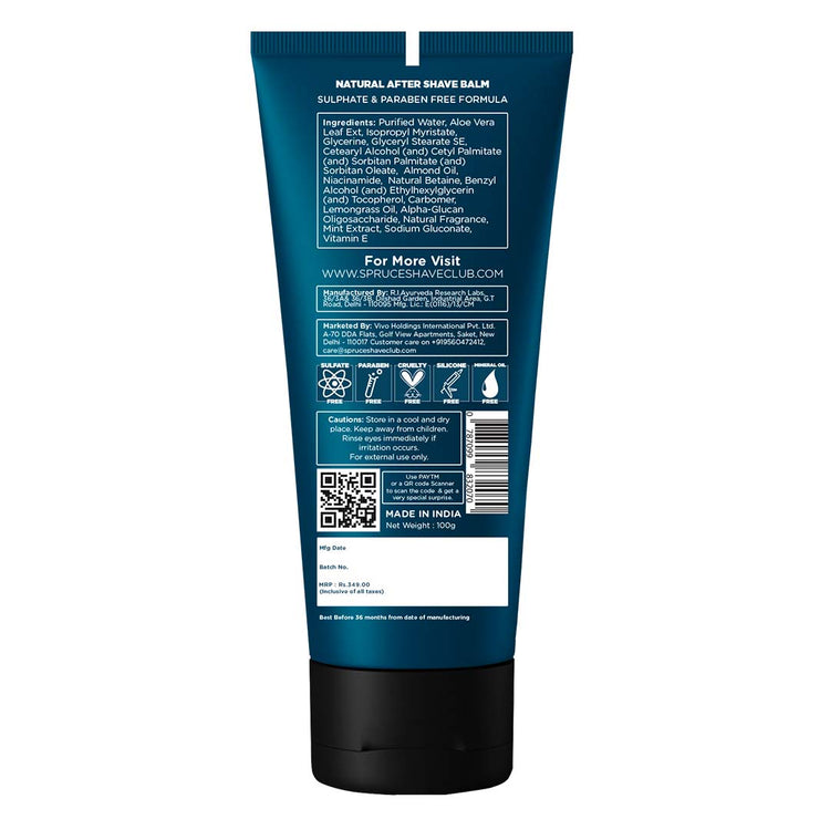 Spruce Shave Club After Shave Balm With Lemongrass & Mint - 100 gm