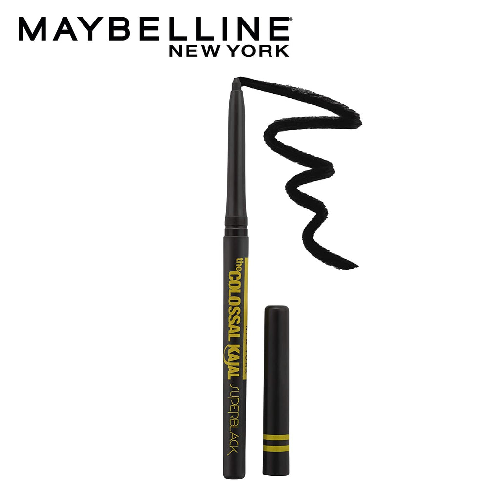 Maybelline New York Colossal Kajal Waterproof- Super Black (0.35 gms) â€“  BEUFLIX