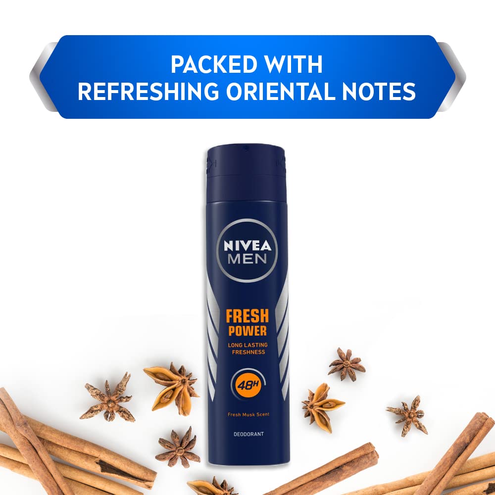 NIVEA Men Deodorant, Fresh Power, 48h Long lasting Freshness with Fresh Musk Scent
