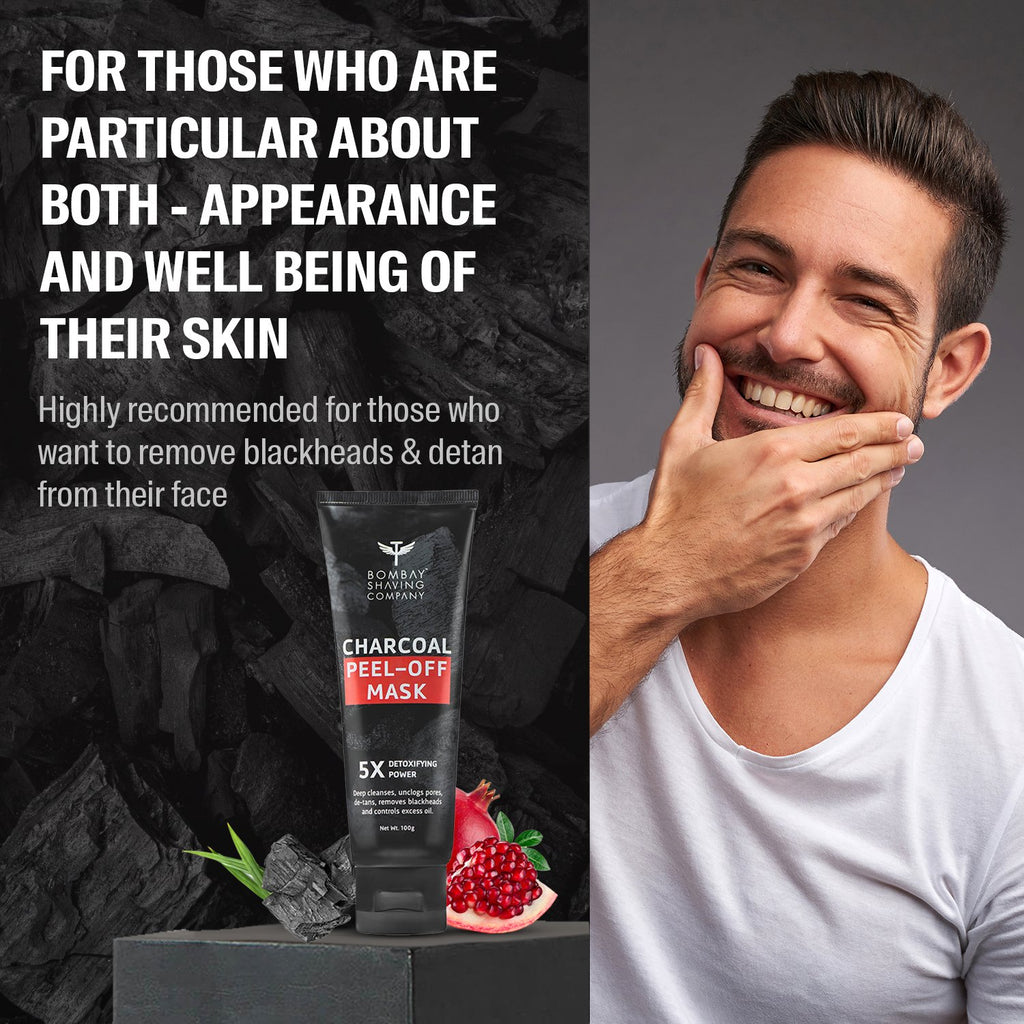 Bombay Shaving Company Activated Charcoal Peel Off Mask, + Pre Shave Scrub + Activate Charcoal Face Wash