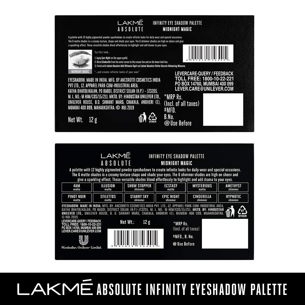 Lakme Absolute Infinity Eye Shadow Palette - Midnight Magic - 12 gms