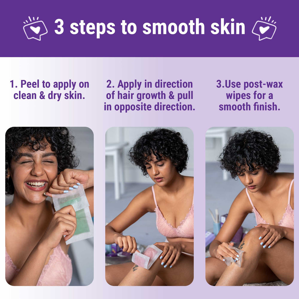 Bombae Women Full Body Wax Strips For Dry Skin (8+2 Strips)