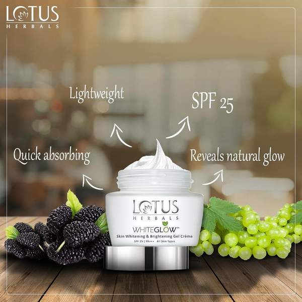 Lotus Herbals WhiteGlow Skin Whitening And Brightening Gel Face Cream (All skin types)- SPF-25 PA+++