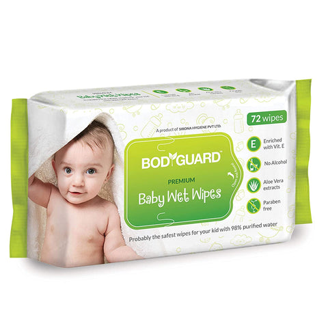 bodyguard baby wet wipes with vitamin e & aloe vera - alcohol & paraben free