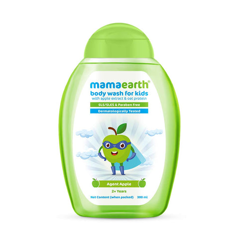 mamaearth agent apple body wash for kids with apple and oat protein (300 ml)