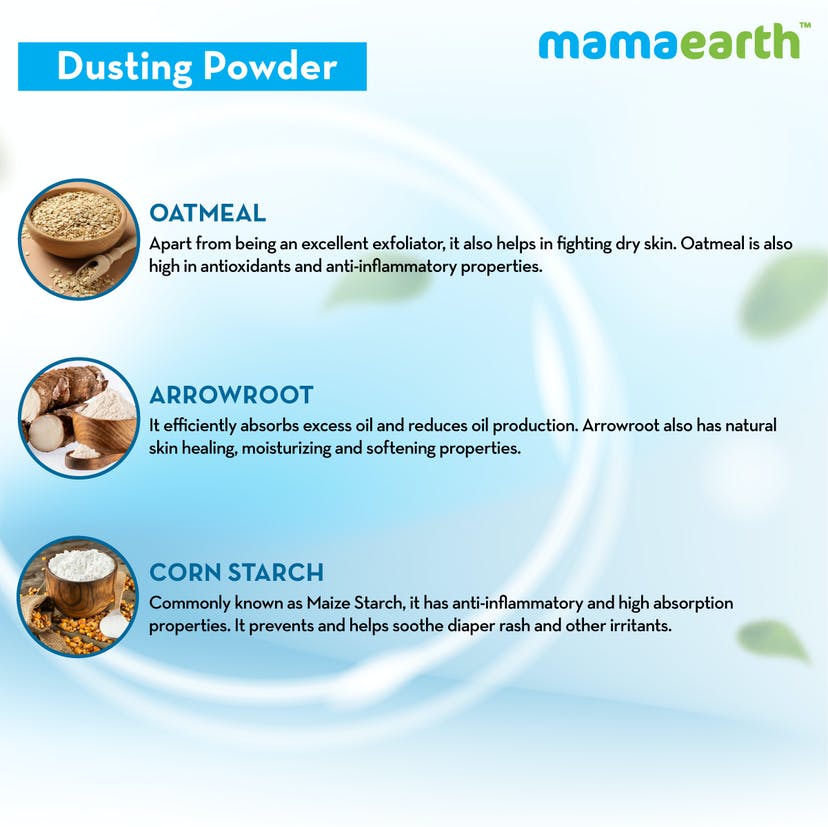 Mamaearth Dusting Powder with Organic Oatmeal and Arrowroot Powder for Babies - 300 gms