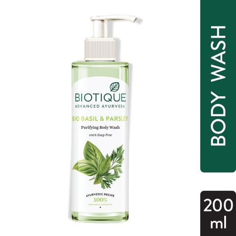 biotique basil & parsley revitalizing body wash - 200 ml