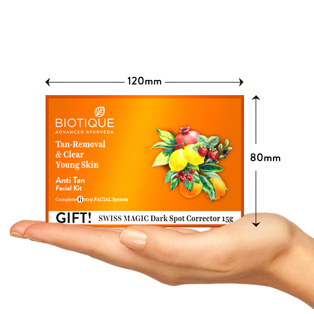 Biotique Bio Anti Tan Facial Kit For Tan-Removal & Clear Young Skin - (5*10 gms + 15 gms)