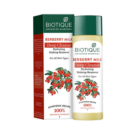 biotique berberry milk deep cleanse hydrating makeup remover - 120 ml