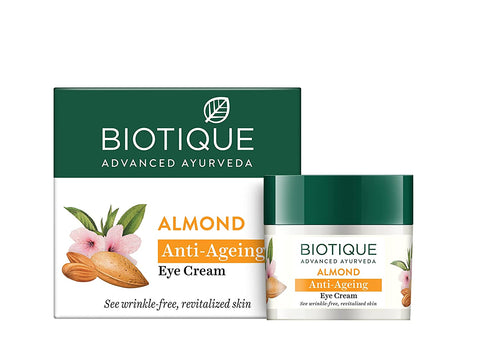 biotique bio almond smoothing eye cream soothing & nourishing - 15 gms