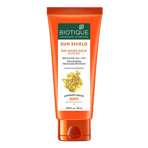 biotique sun shield micro gold 30+spf sunscreen lotion, matte-look, for oily skin