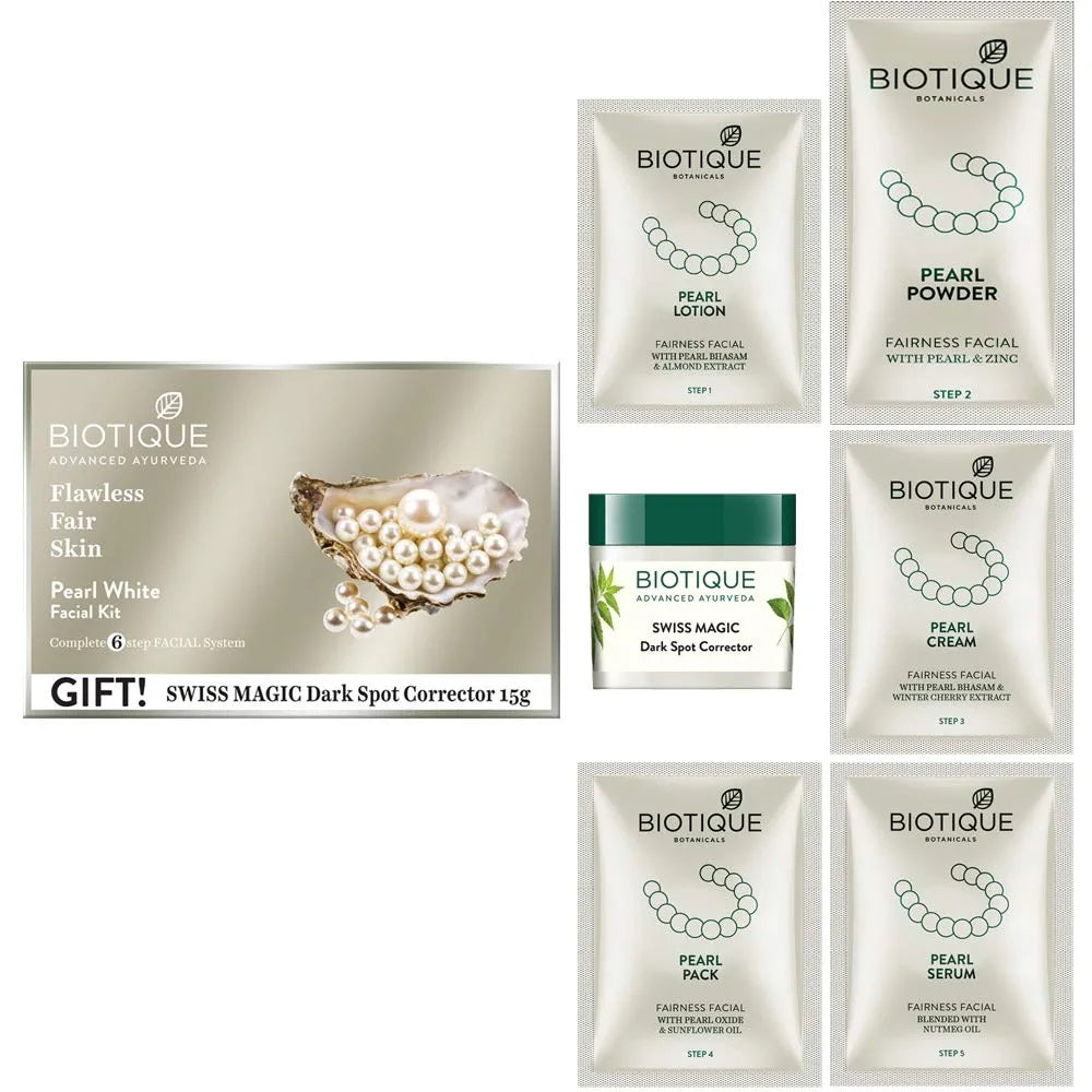 Biotique Pearl White Flawless Glowing Skin Facial Kit - 65 gms
