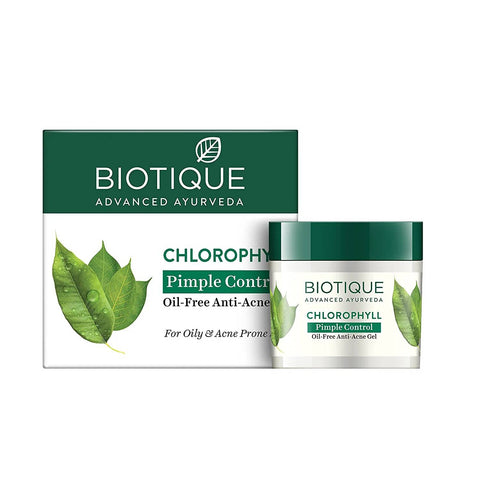 biotique chlorophyll pimple control oil free anti acne gel - 50 gms