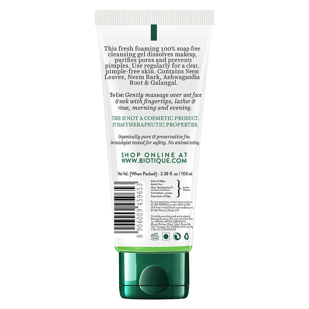 Biotique Fresh Neem Purifying Face Wash Prevents Pimples For All Skin Types (Pimple Control)