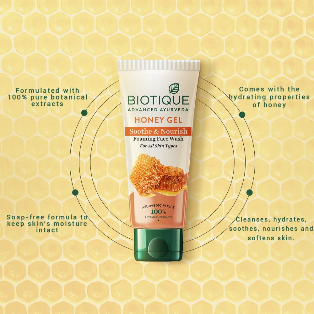 Biotique Honey Gel Soothe & Nourish Foaming Face wash For All Skin Types