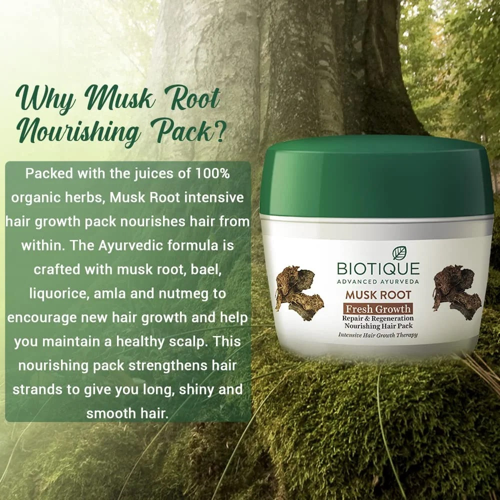 Biotique Musk Root Fresh Growth Repair & Regeneration Hair Pack - 230 gms