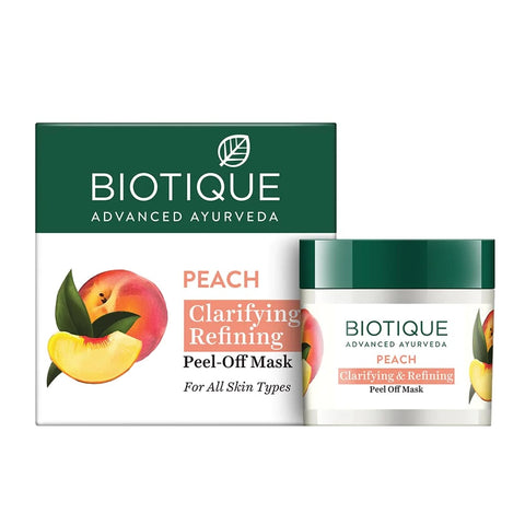 biotique peach clarifying and refining peel off mask for oily and acne prone skin - 50 gms