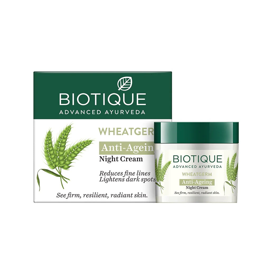 Biotique Wheatgerm Anti-Ageing Night Cream for Normal to Dry Skin - 50 gms