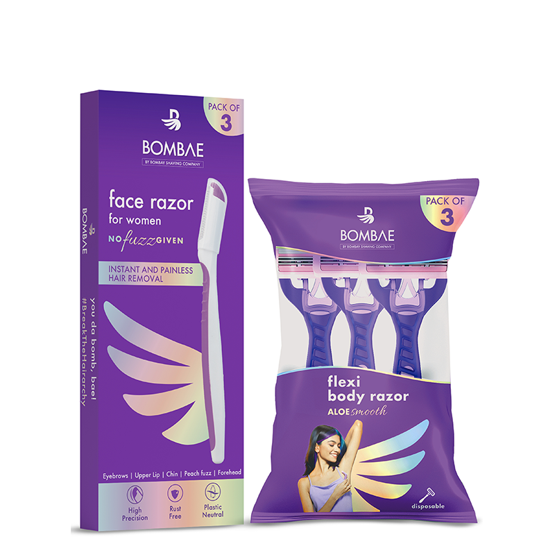 Bombae Facial and Body Hair Removal Razor for Women Combo Pack of