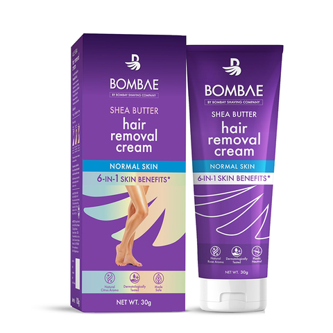 bombae shea butter hair removal cream for women with aloe vera, 1 spatula for sensitive skin, for body & legs