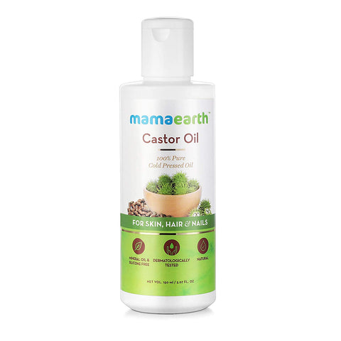 mamaearth castor oil for healthier skin hair and nails with 100% pure and natural cold-pressed oil - 150 ml