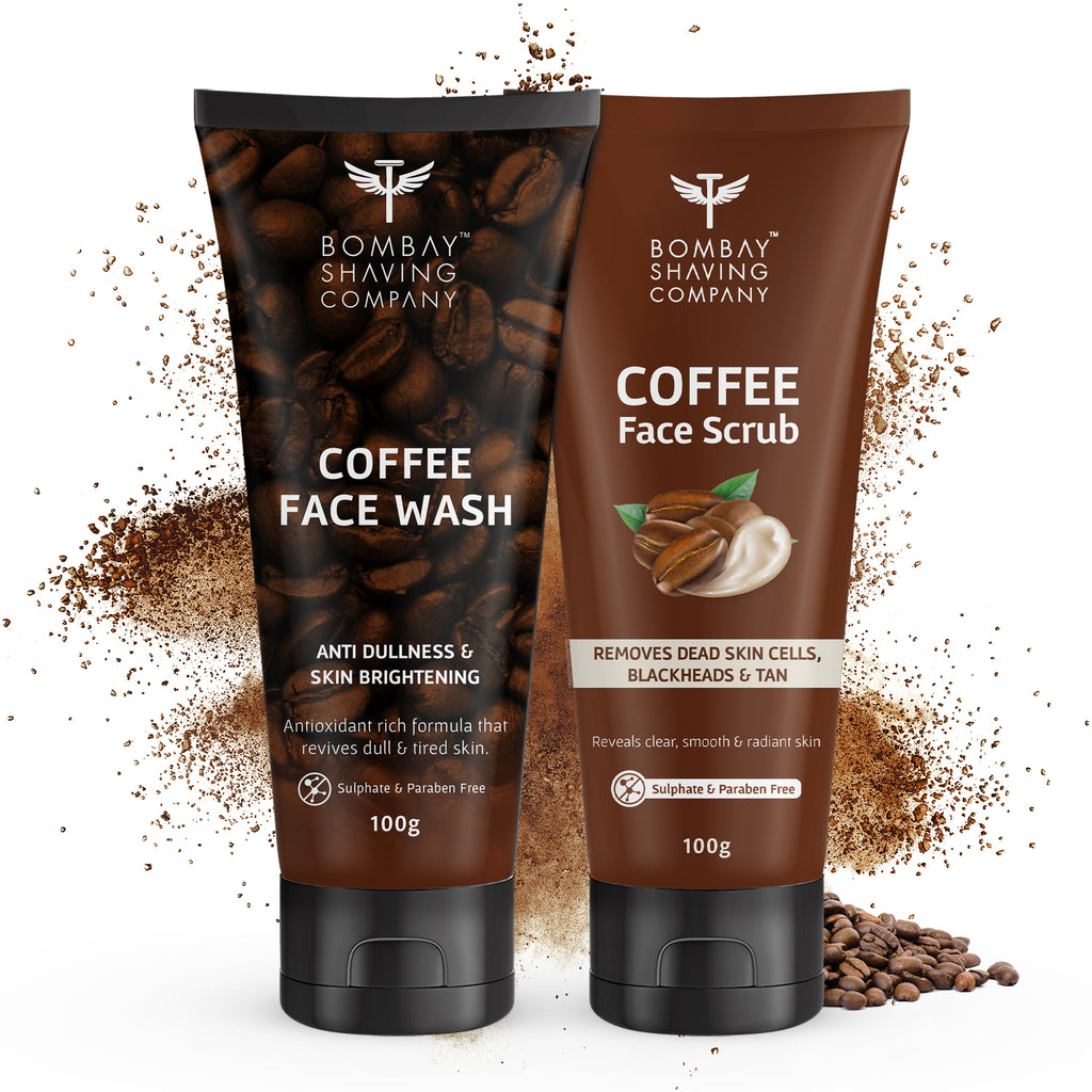 Bombay Shaving Company Coffee Facial Glow Kit For Men & Women - Coffee Scrub & Coffee Face Wash 100 gms Pack