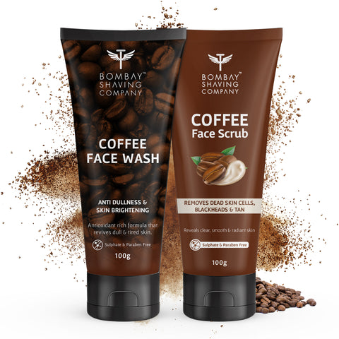 bombay shaving company deep cleansing set & de-tan removal coffee face wash & face scrub pack (set of 2) - 100 gms each