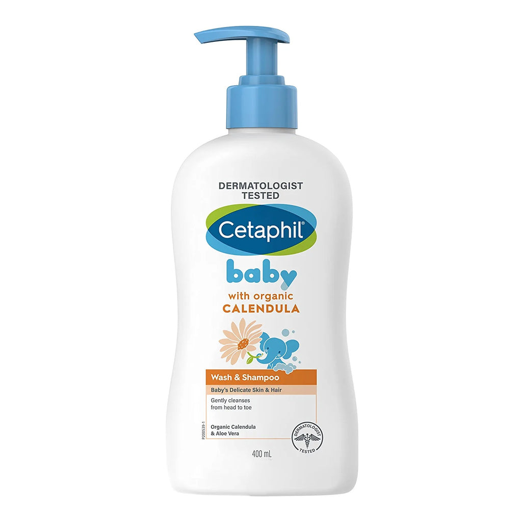 Cetaphil Baby Wash & Shampoo Cream with Organic Calendula Hair & Body - 400 ml