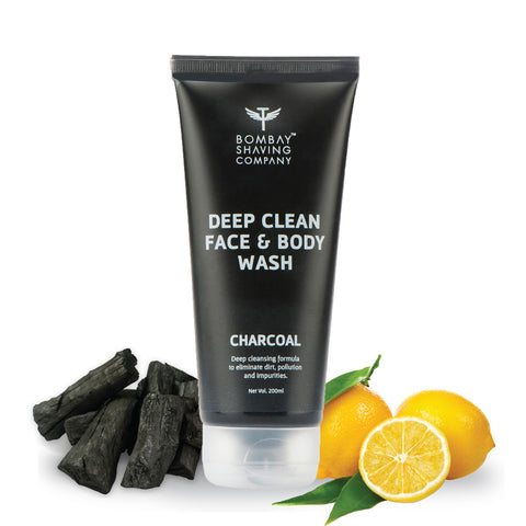 bombay shaving company charcoal face & body wash - 200 ml
