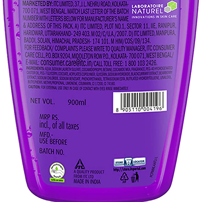 Fiama Shower Gel Blackcurrant & Bearberry Body Wash with Skin Conditioners for Radiant Glow, 900 ml