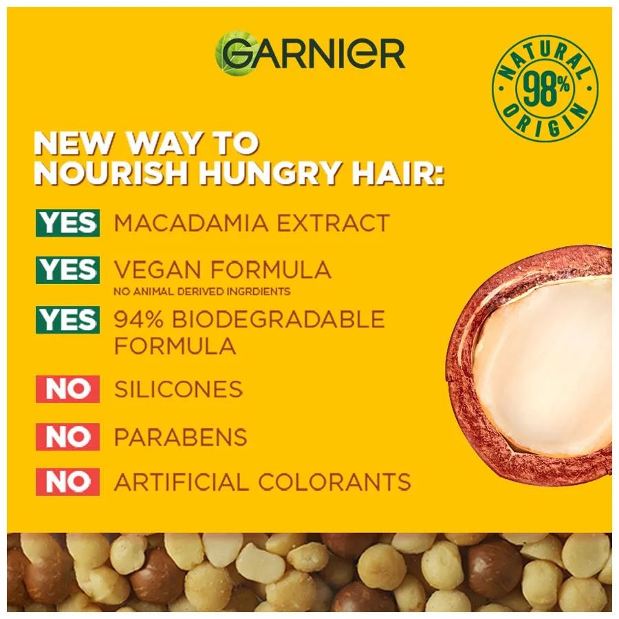 Garnier Fructis Hair Food - Smoothing Macadamia Hair Mask For Dry Unruly Hair - 390 ml