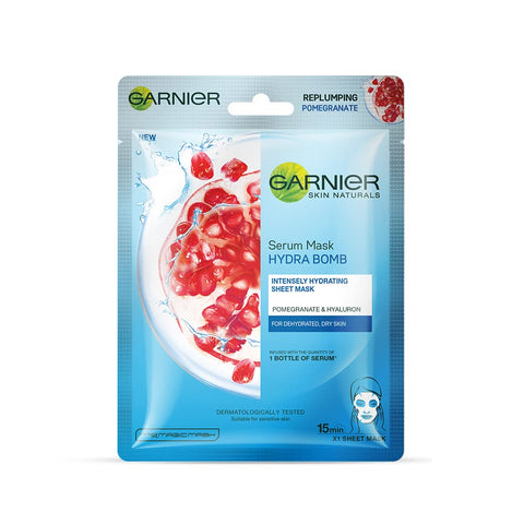 garnier skin naturals hydra bomb pomegranate face serum sheet mask - 28 gms