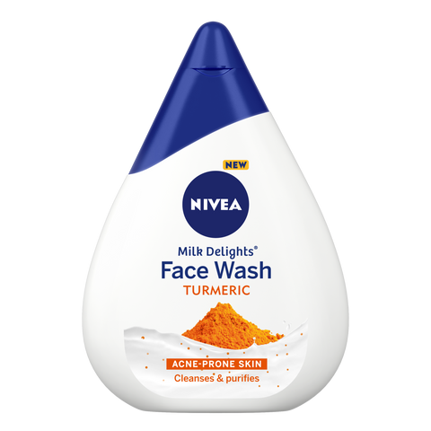nivea face wash for acne prone skin, milk delights turmeric