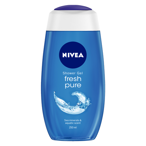 nivea fresh pure shower gel, refreshing aquatic scent