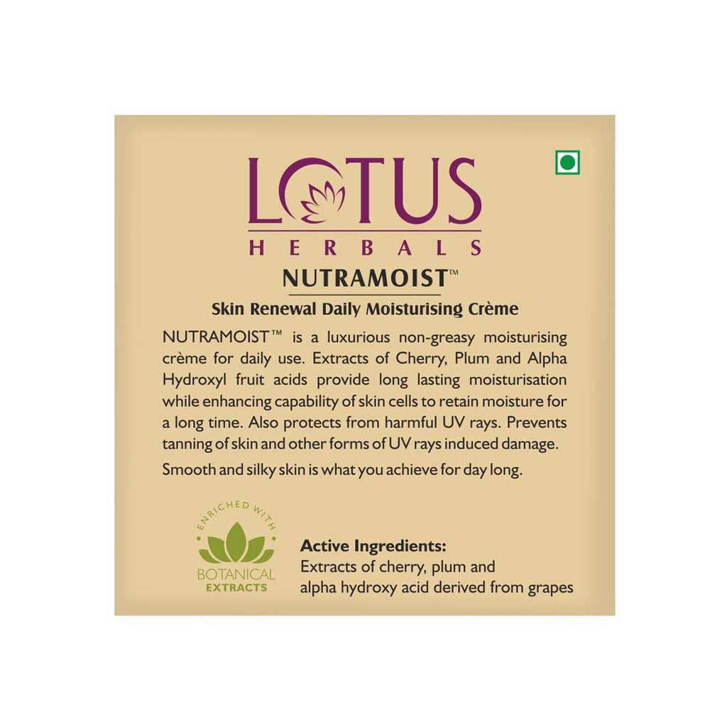 Lotus Herbals Nutramoist Skin Renewal Daily Moisturising Cream SPF 25 - 50 gms