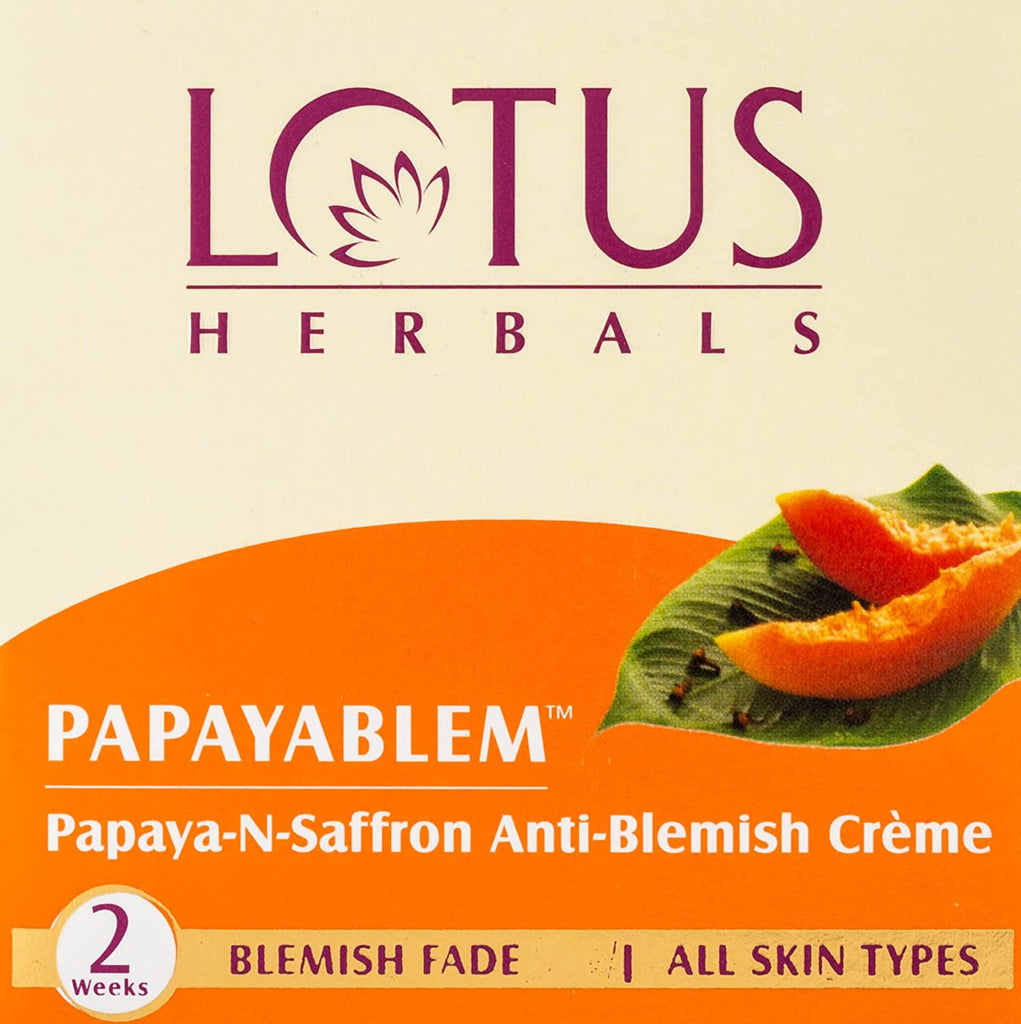 Lotus Herbals Papayablem Papaya-N-Saffron Anti-Blemish Cream - 50 gms