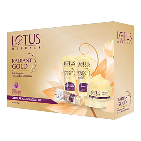 lotus herbals radiant gold cellular glow facial kit - 170 gms