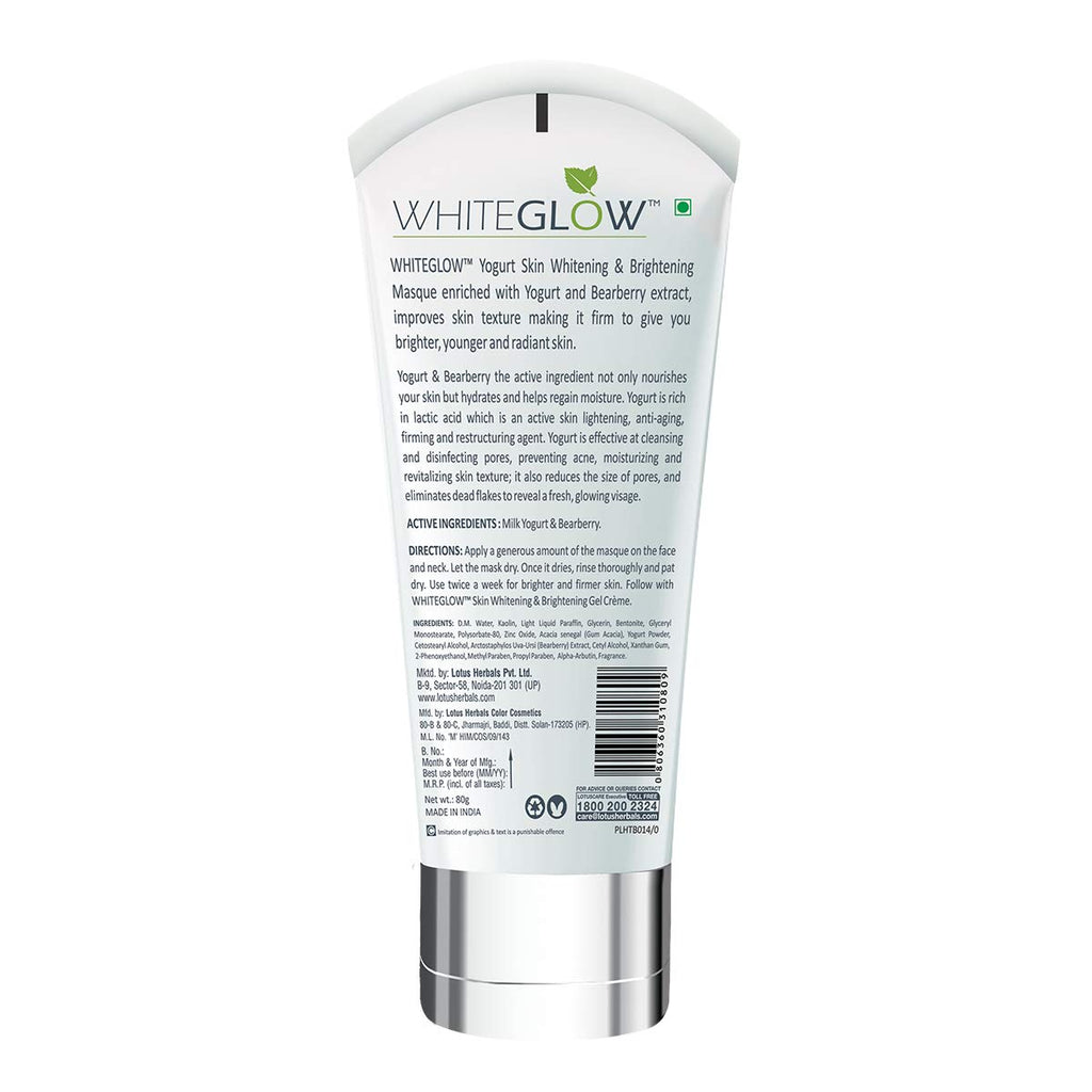 Lotus Herbals White Glow Yogurt Skin Whitening & Brightening Mask - 80 gms
