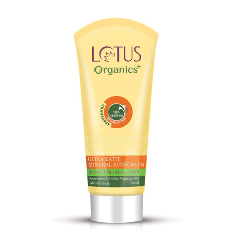 lotus organics+ ultra matte mineral sunscreen spf 40 pa+++ - 100 gms