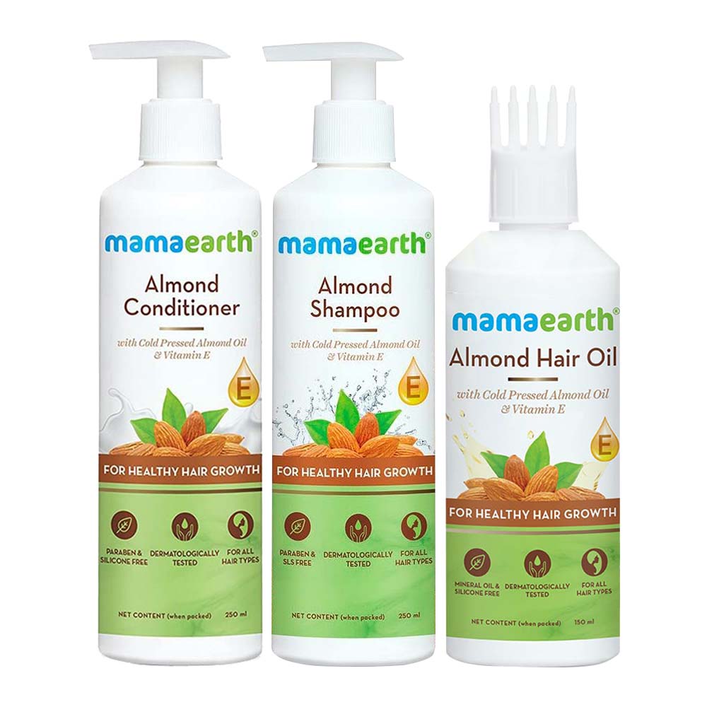 Mamaearth Almond Routine Hair Care Kit (Hair Oil + Shampoo + Conditioner)