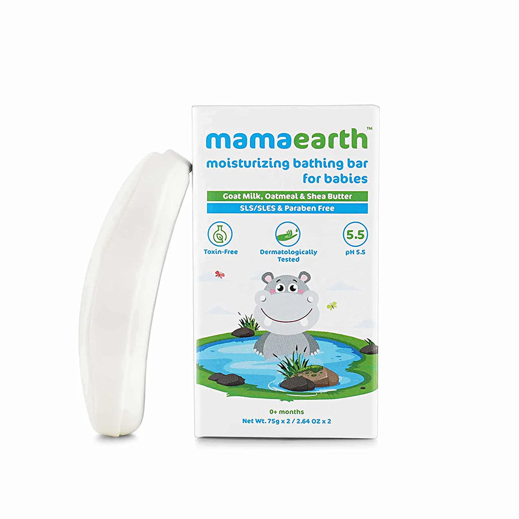Mamaearth Moisturizing Baby Bathing Bar (Soap), with Goat Milk & Oatmeal - Pack of 2 x 75 gms