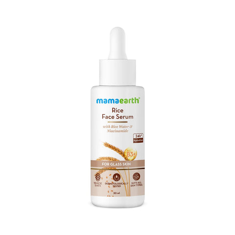 mamaearth rice face serum for glowing skin with rice water & niacinamide for glass skin - 30 ml