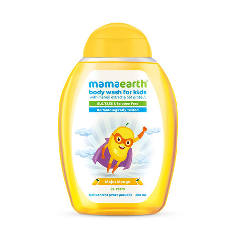 mamaearth major mango body wash for kids with mango and oat protein - 300 ml