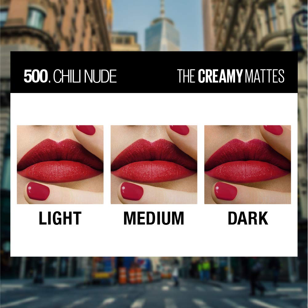 Maybelline New York Color Sensational Creamy Matte Lipstick - 500, Chilli Nude(3.9 gms)