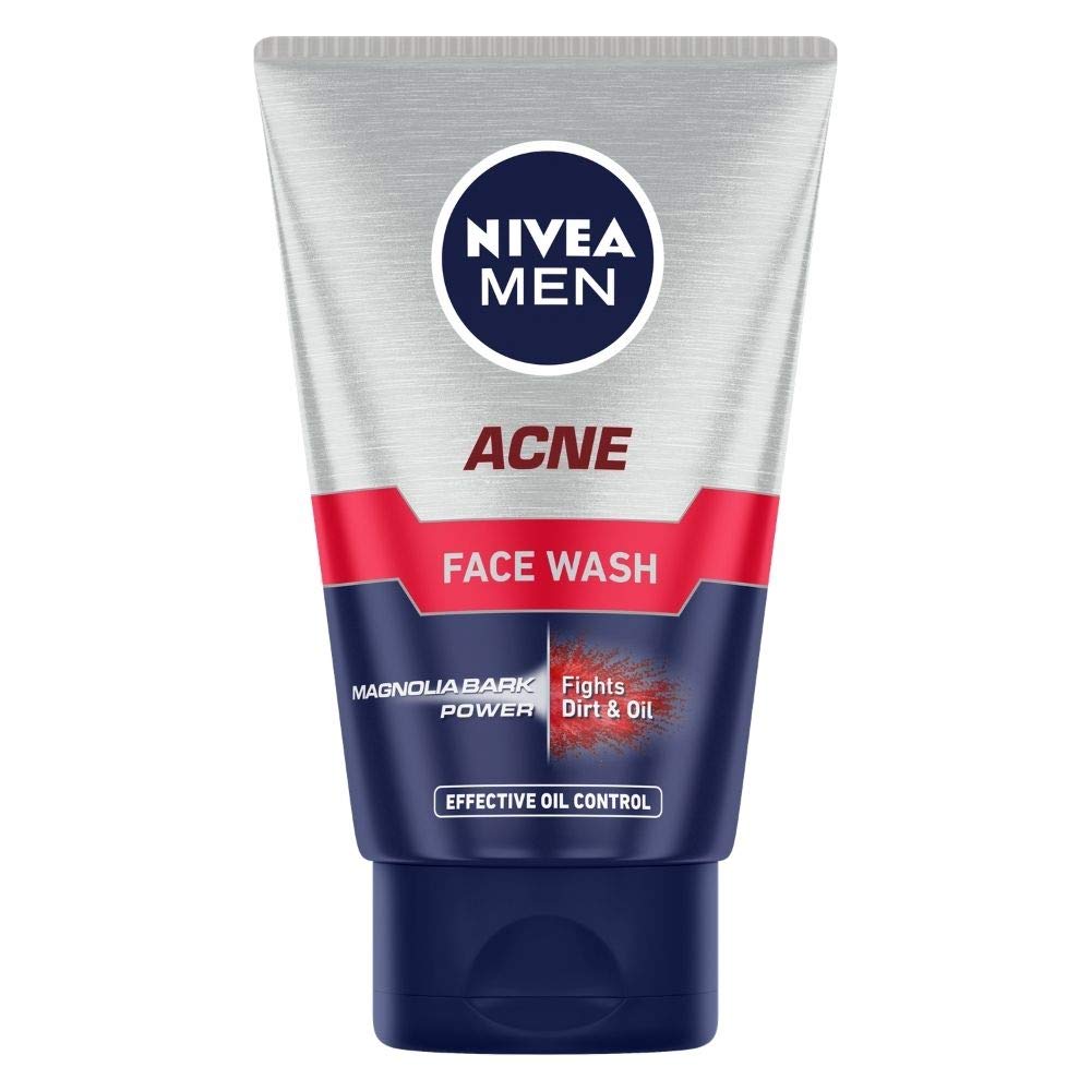NIVEA Men Acne Face Wash for Oily & Acne Prone Skin, Fights Oil & Dirt with Magnolia Bark Power