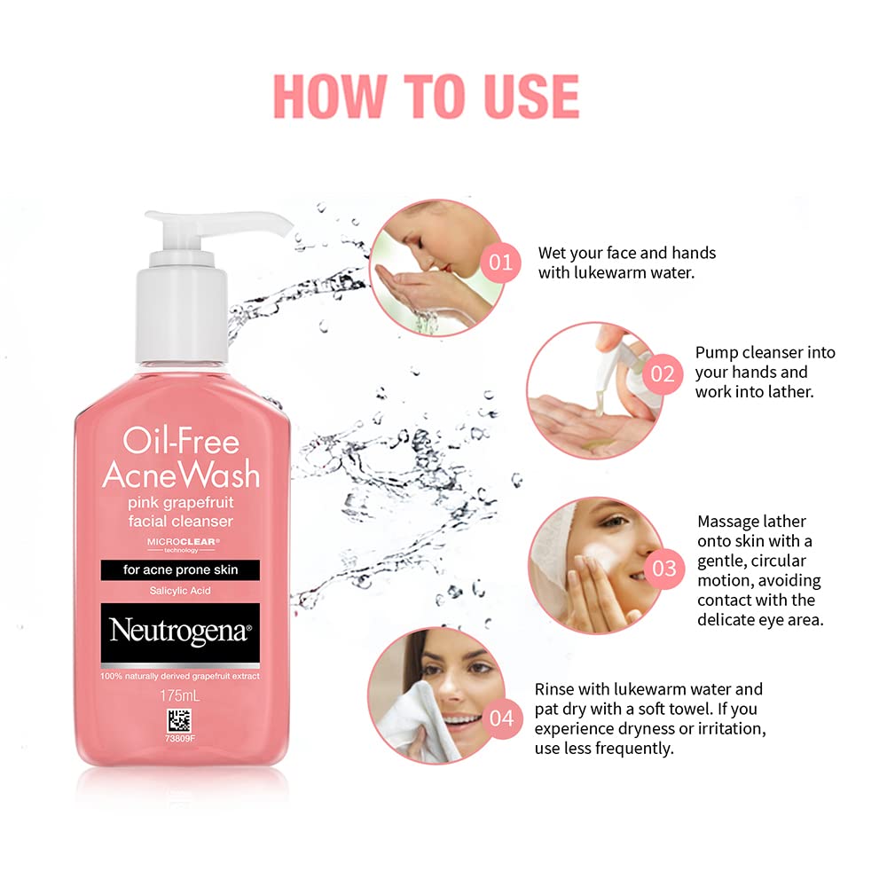 Neutrogena Oil Free Acne Wash Pink-Grape Fruit Cleanser - 175 ml